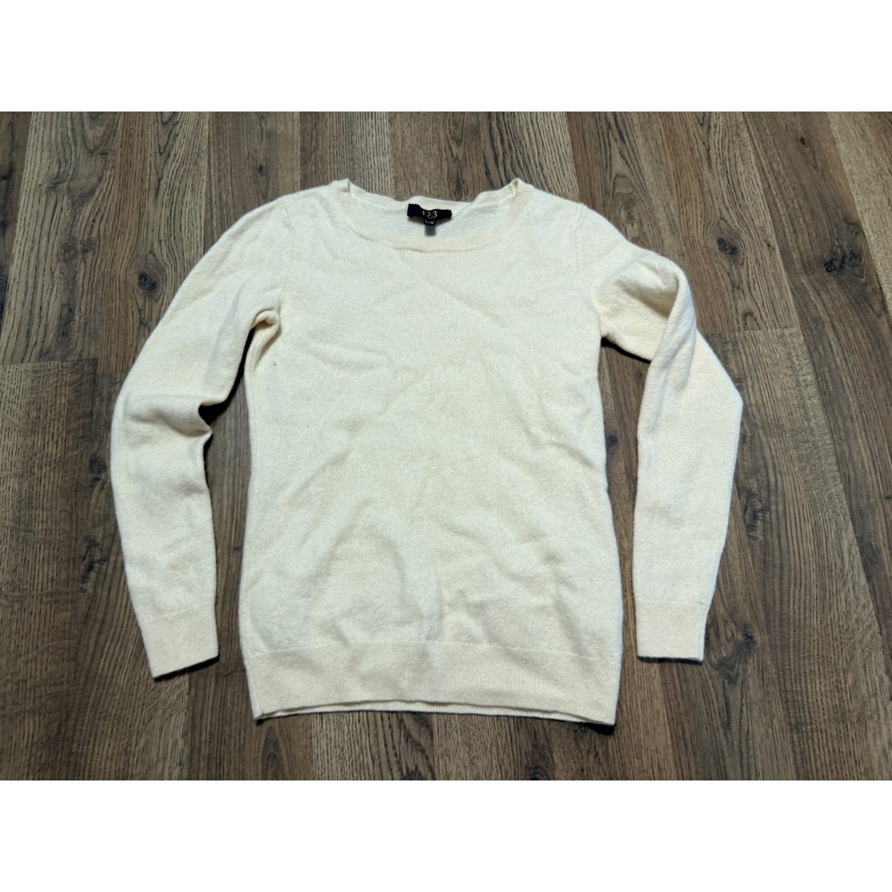 1.2.3 Paris Sweater, Women's Size Small, White, Long Sleeve, Crewneck